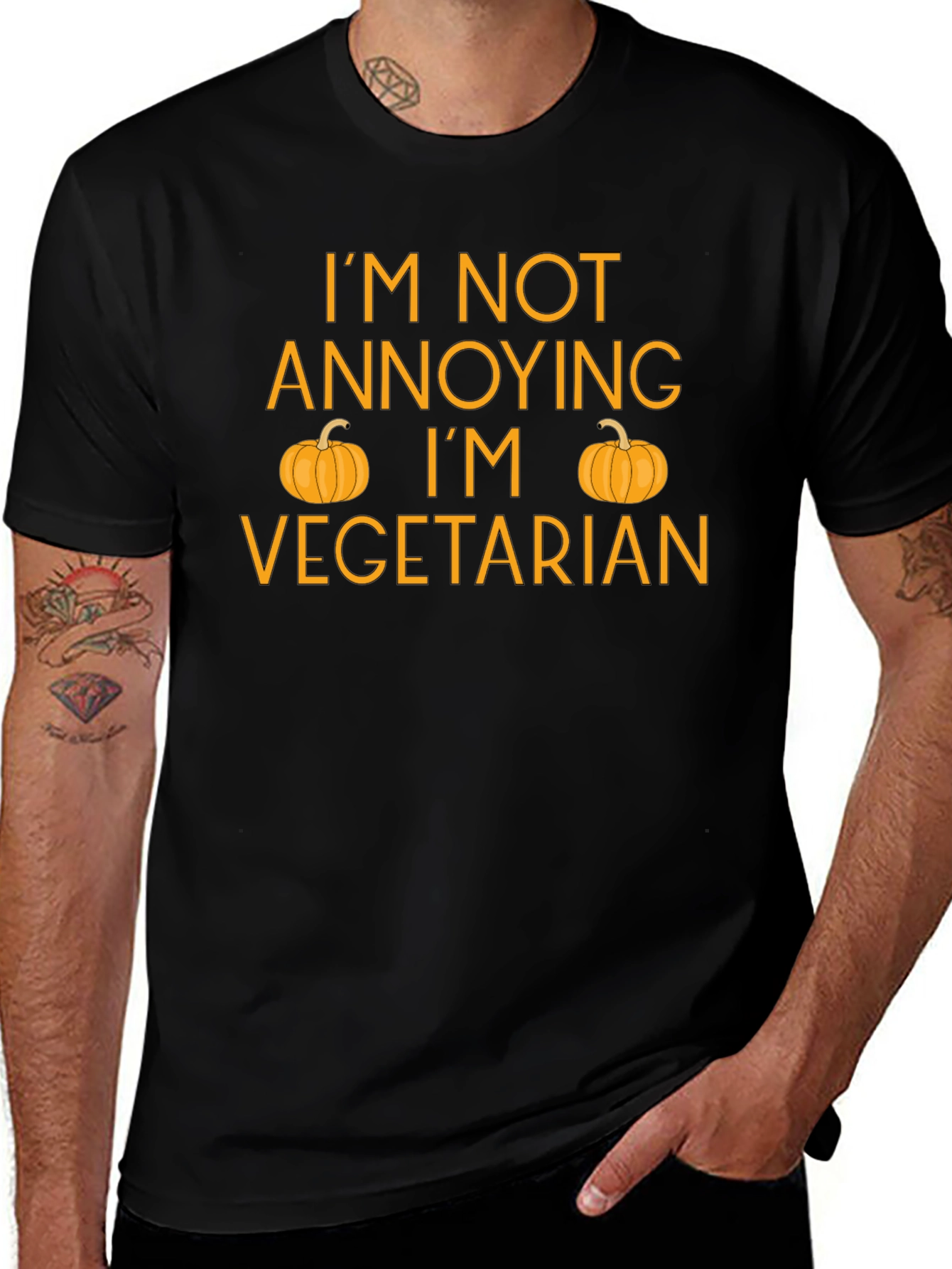 Funny Vegetarian T-Shirt with Pumpkin Design