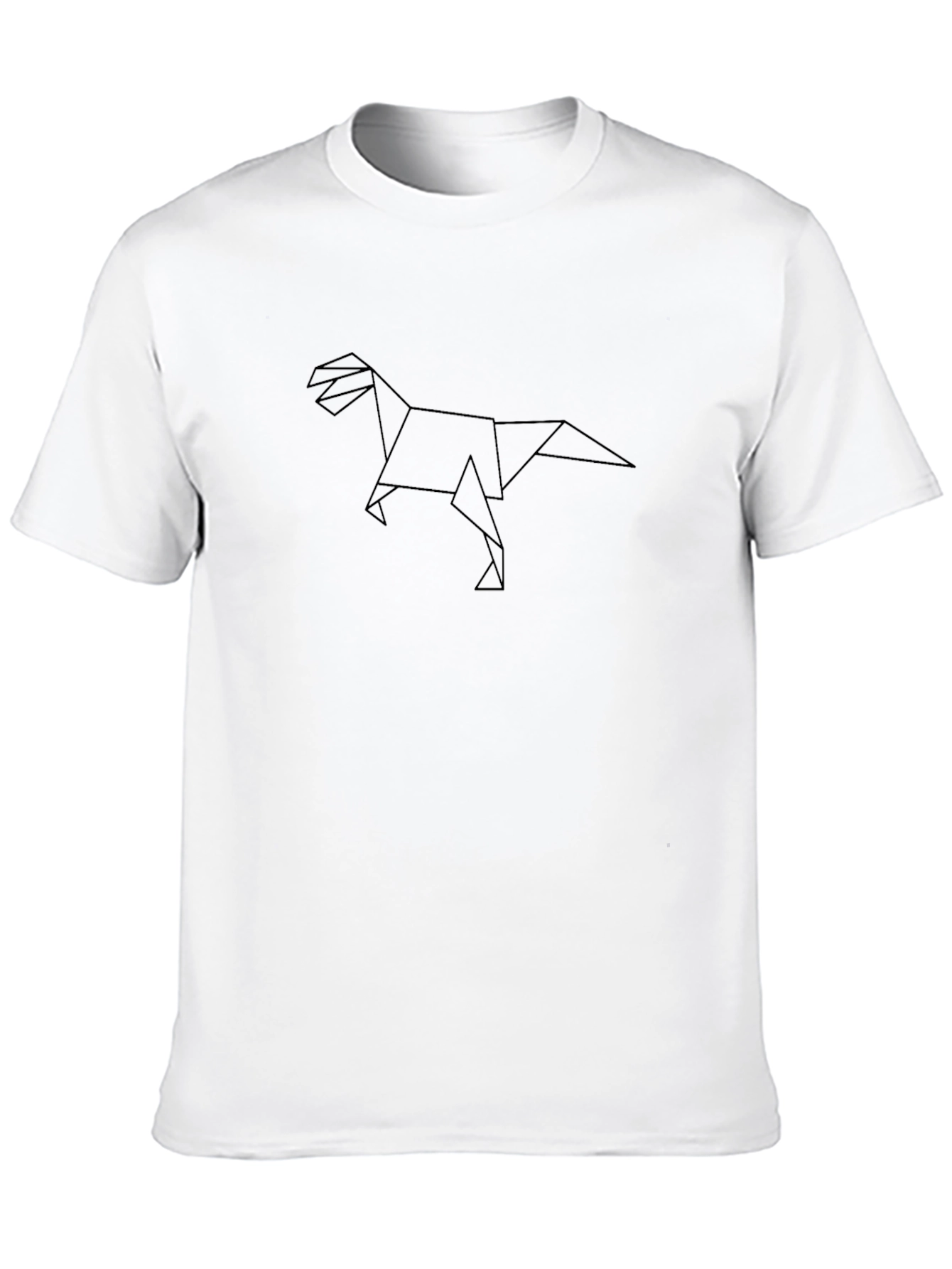 Geometric Dinosaur Graphic Tee - Black