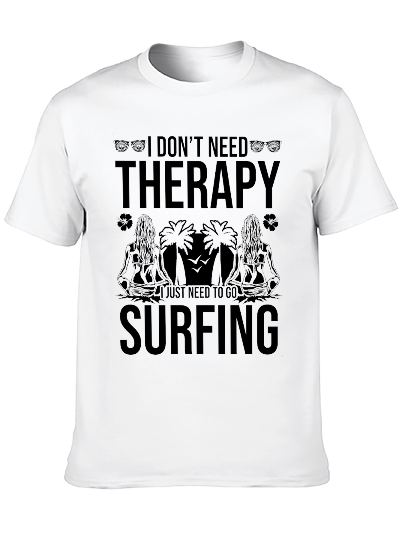Surfing Therapy Black Graphic Tee