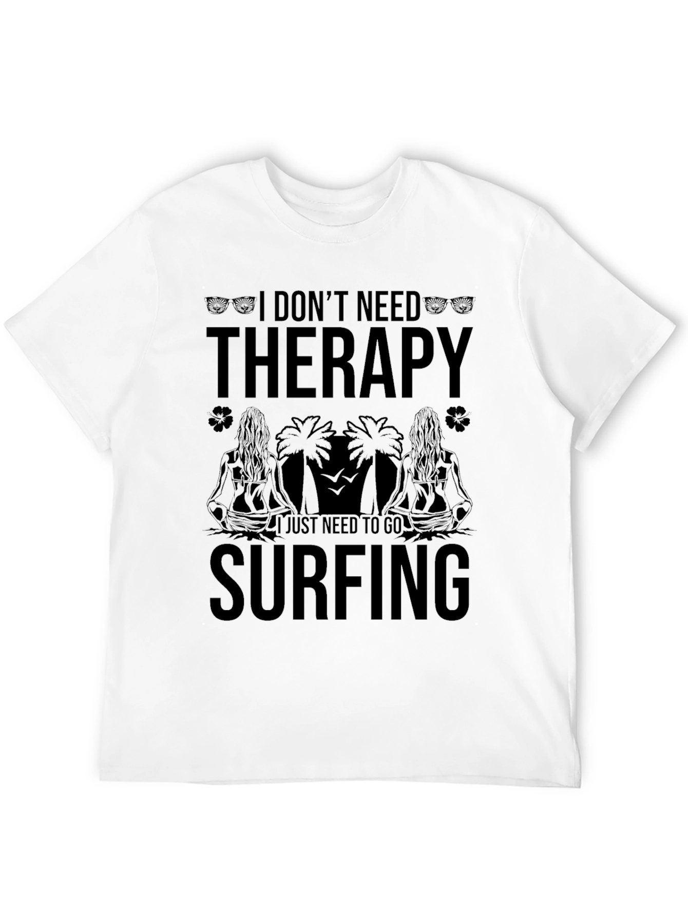 Surfing Therapy Black Graphic Tee