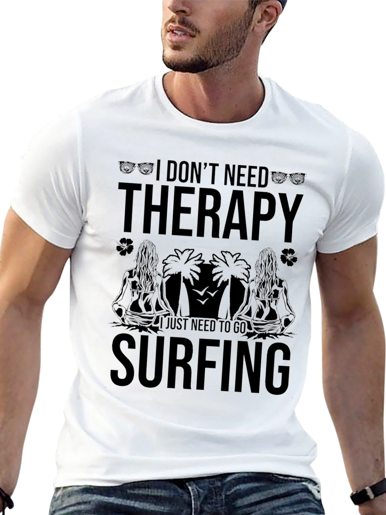 Surfing Therapy Black Graphic Tee