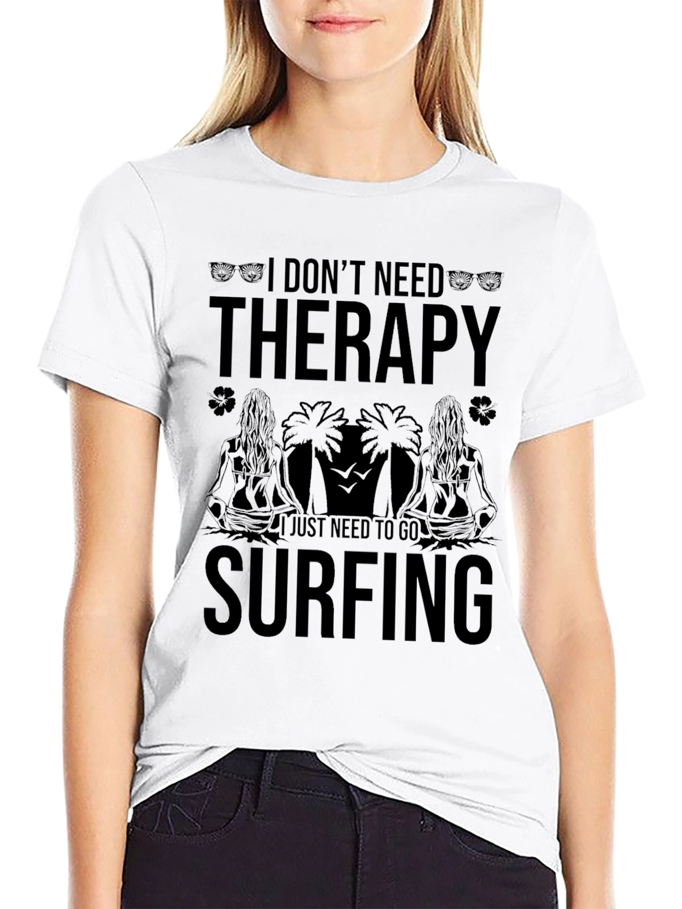 Surfing Therapy Black Graphic Tee