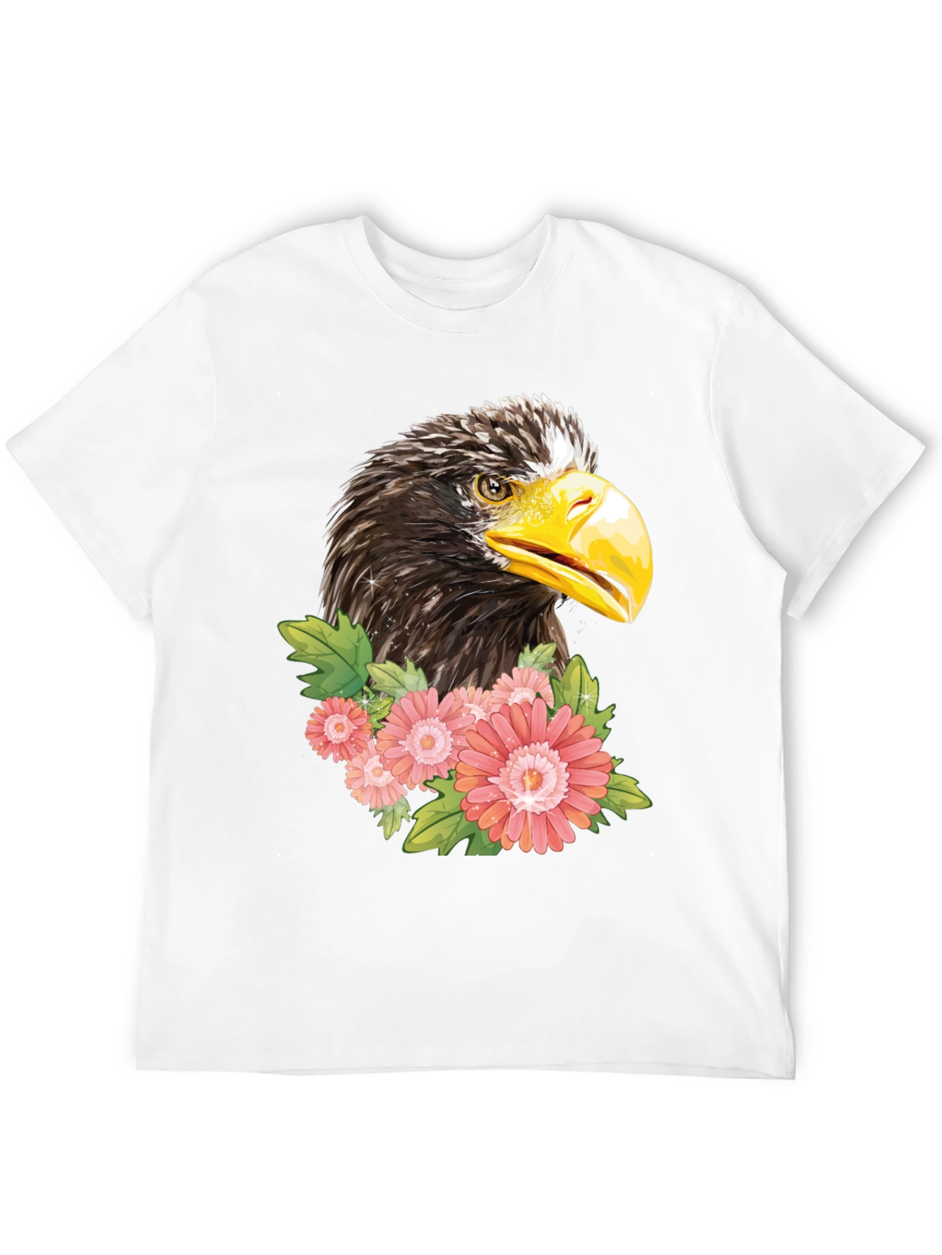 Eagle & Floral Graphic Black T-Shirt