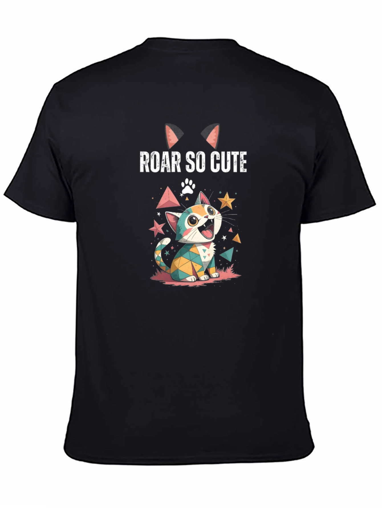 Roar So Cute Graphic Tee - Cartoon Kitten Design