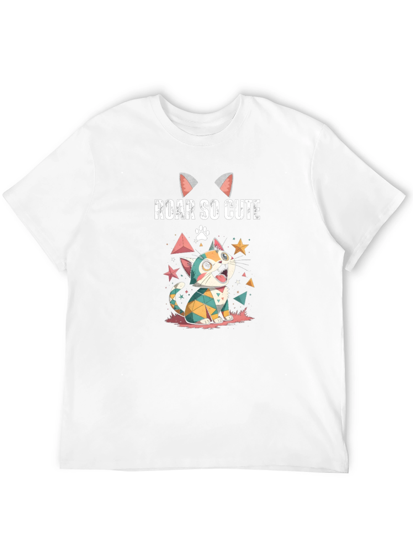 Roar So Cute Graphic Tee - Cartoon Kitten Design