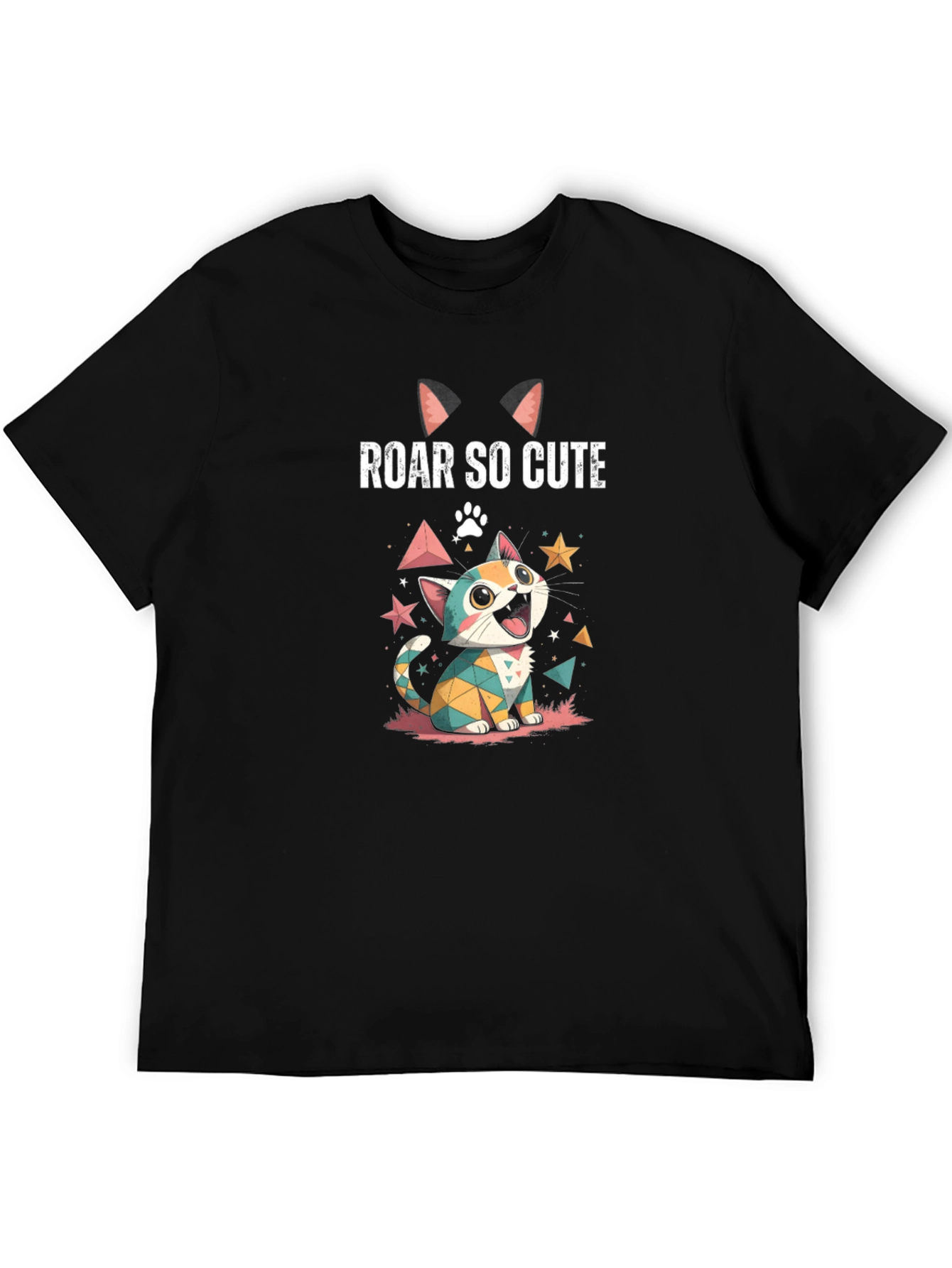 Roar So Cute Graphic Tee - Cartoon Kitten Design