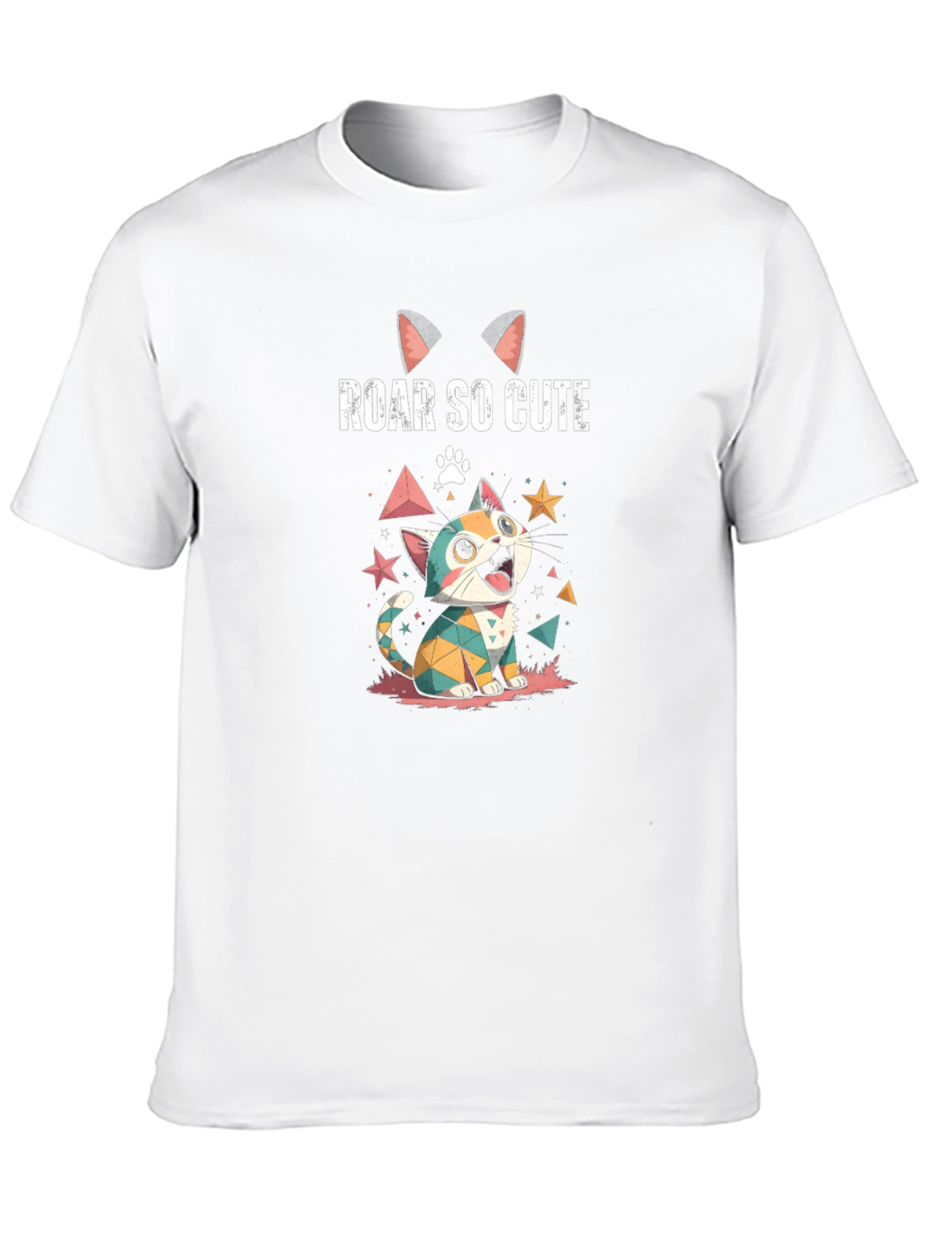 Roar So Cute Graphic Tee - Cartoon Kitten Design