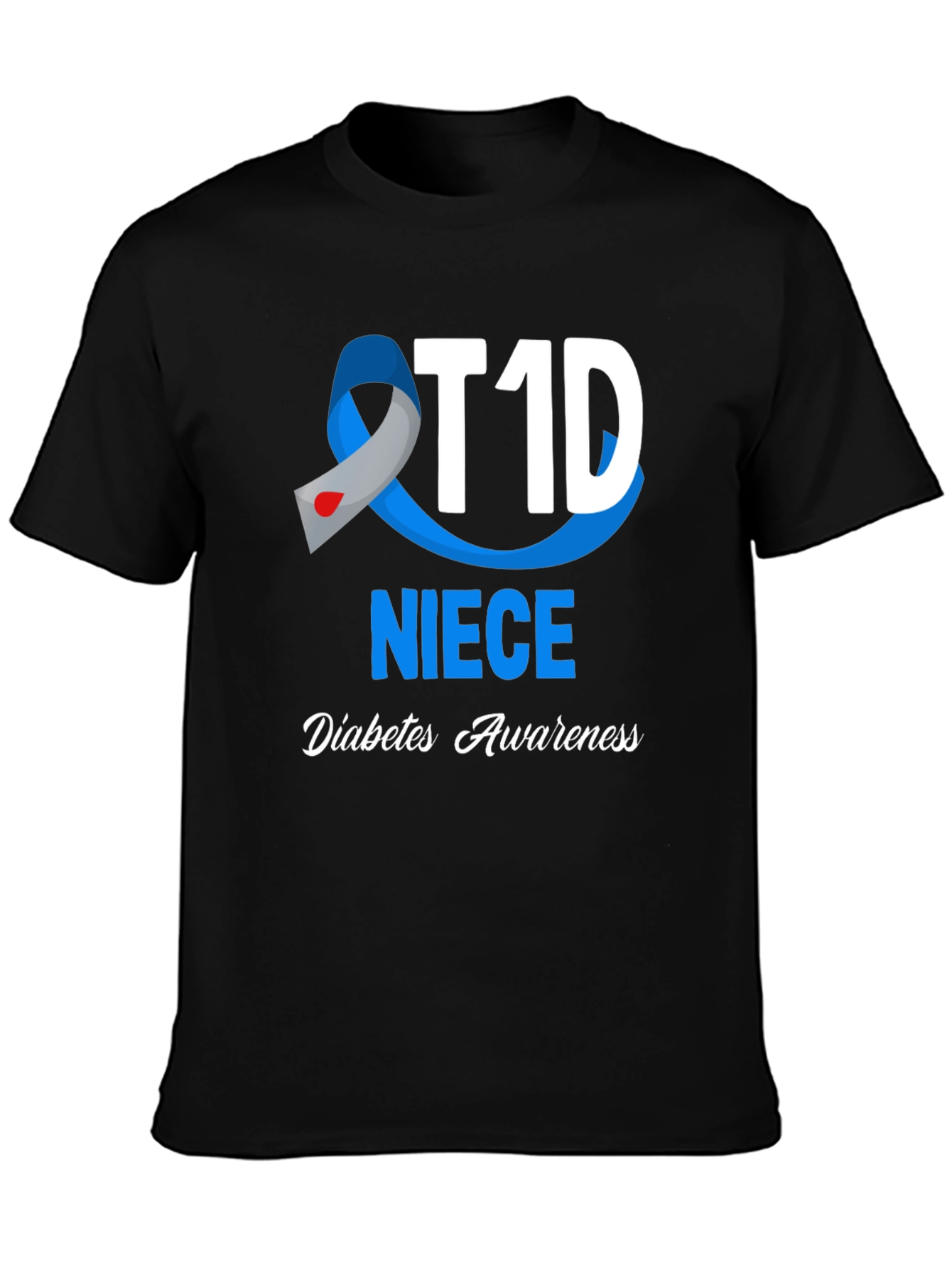 T1D Niece Diabetes Awareness Black T-Shirt