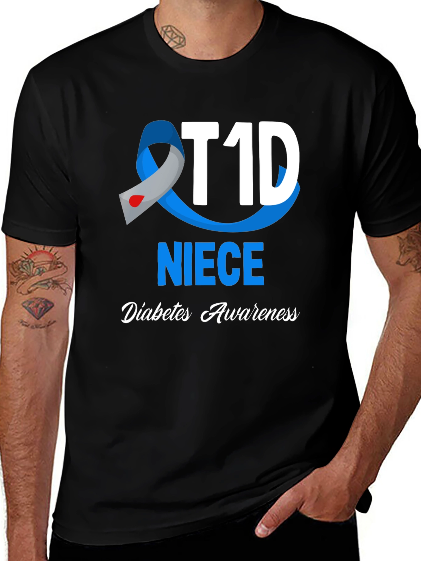 T1D Niece Diabetes Awareness Black T-Shirt