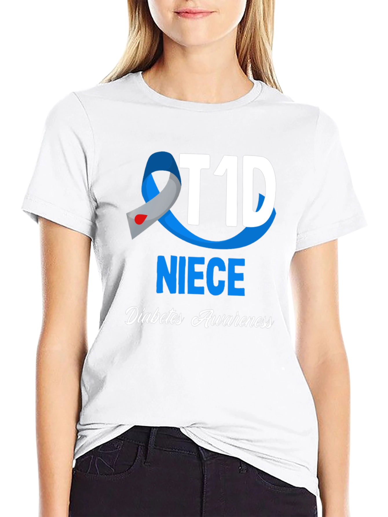T1D Niece Diabetes Awareness Black T-Shirt