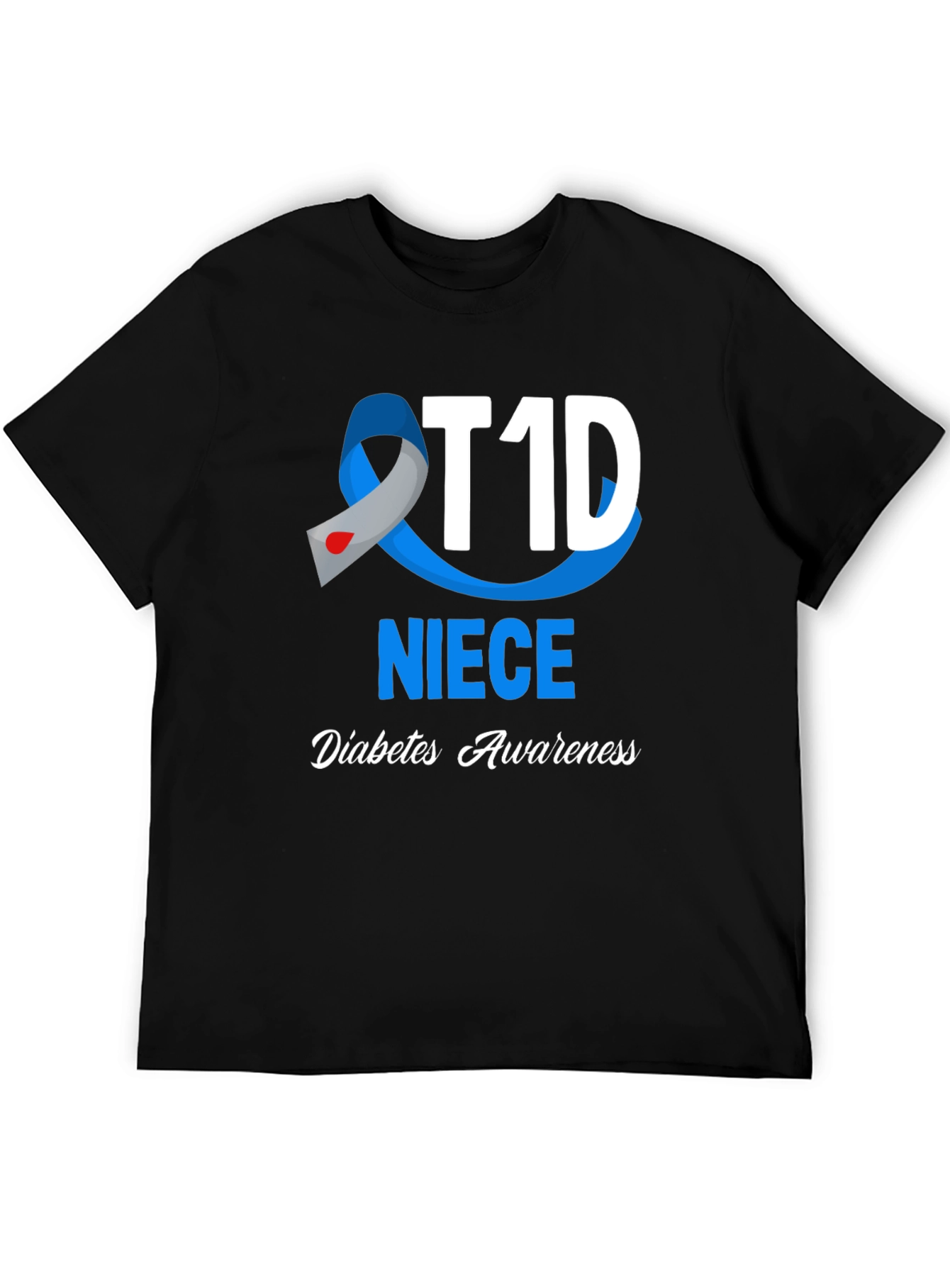 T1D Niece Diabetes Awareness Black T-Shirt