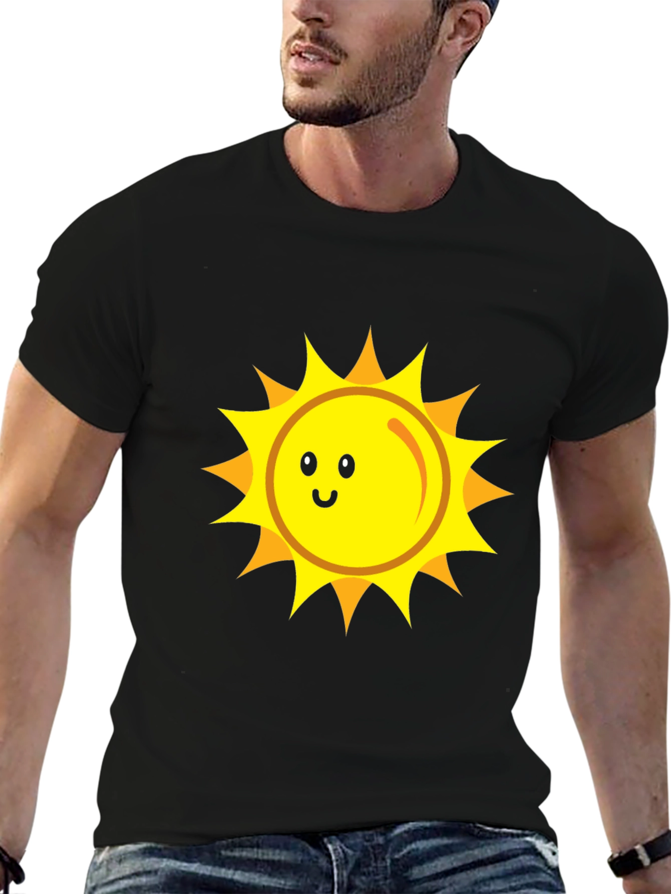 Happy Sun Graphic Tee - Black Cotton Blend