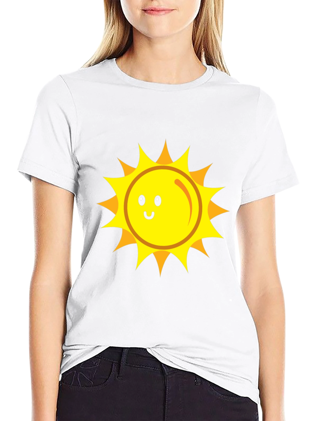 Happy Sun Graphic Tee - Black Cotton Blend