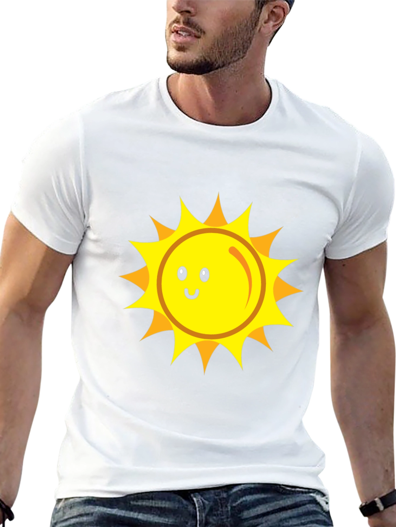 Happy Sun Graphic Tee - Black Cotton Blend