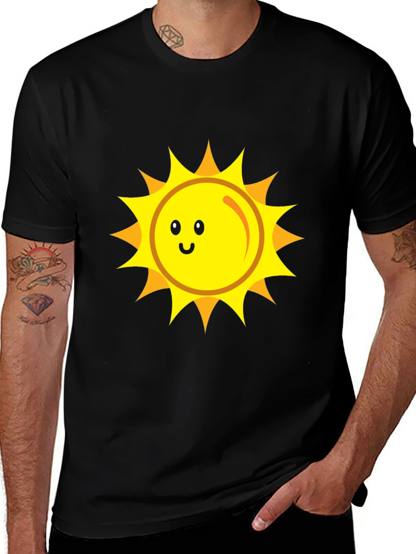 Happy Sun Graphic Tee - Black Cotton Blend