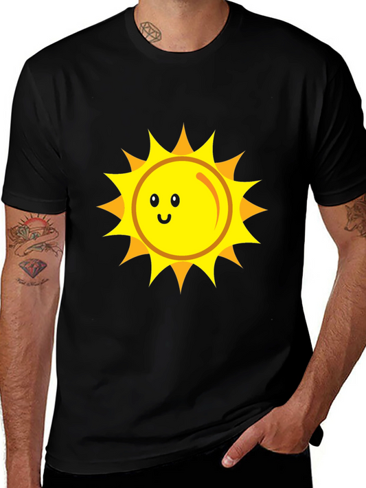 Happy Sun Graphic Tee - Black Cotton Blend