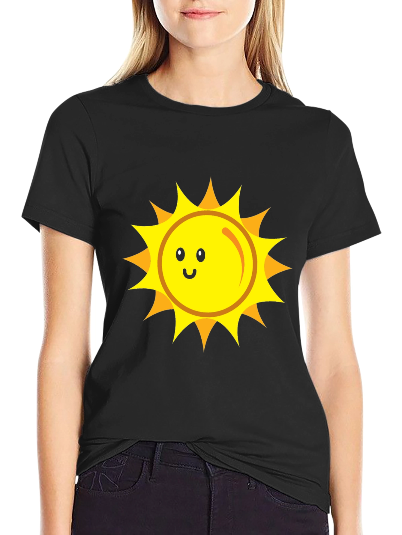 Happy Sun Graphic Tee - Black Cotton Blend