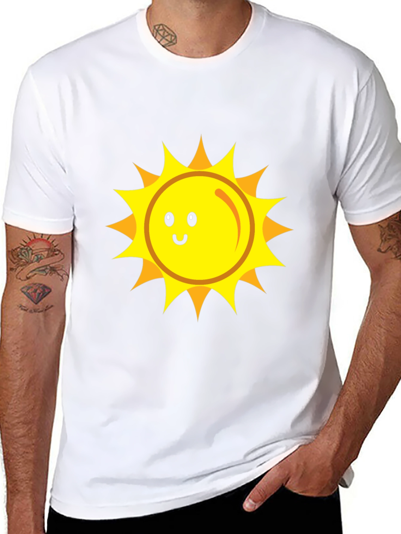 Happy Sun Graphic Tee - Black Cotton Blend