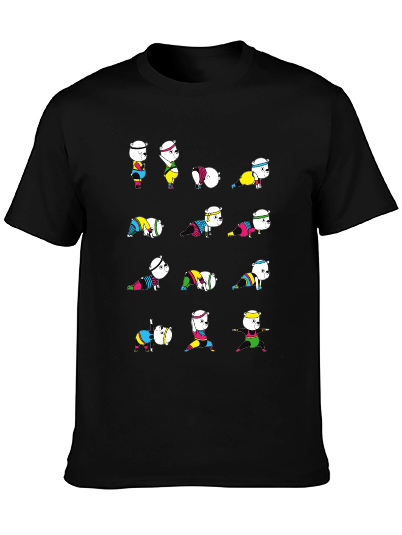 Yoga Bear Graphic Tee - Black Cotton Comfort