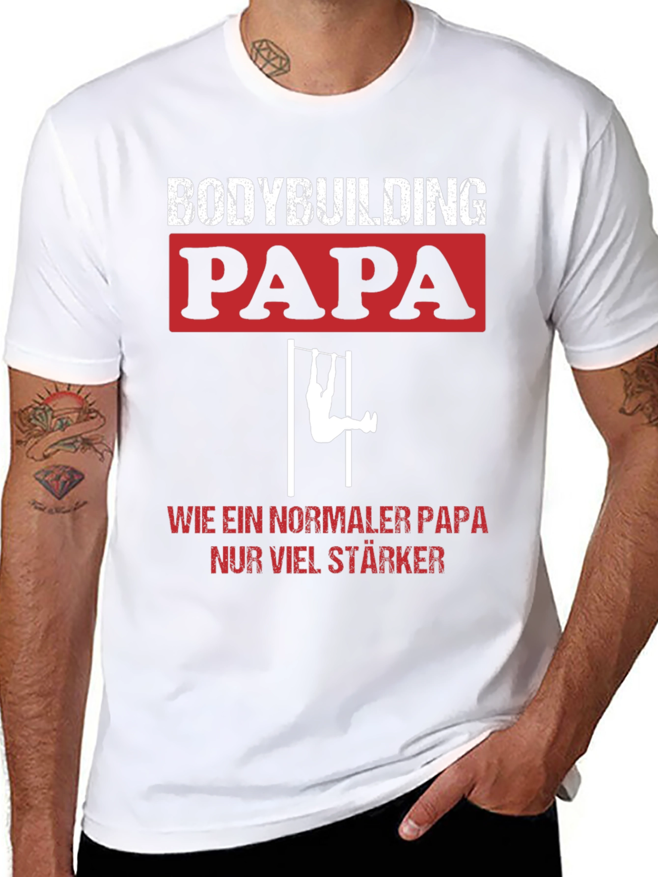 Bodybuilding Papa T-Shirt - Strong Dad Tee