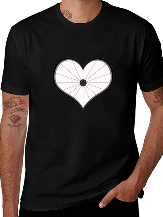 Heart Bicycle Wheel Graphic T-Shirt