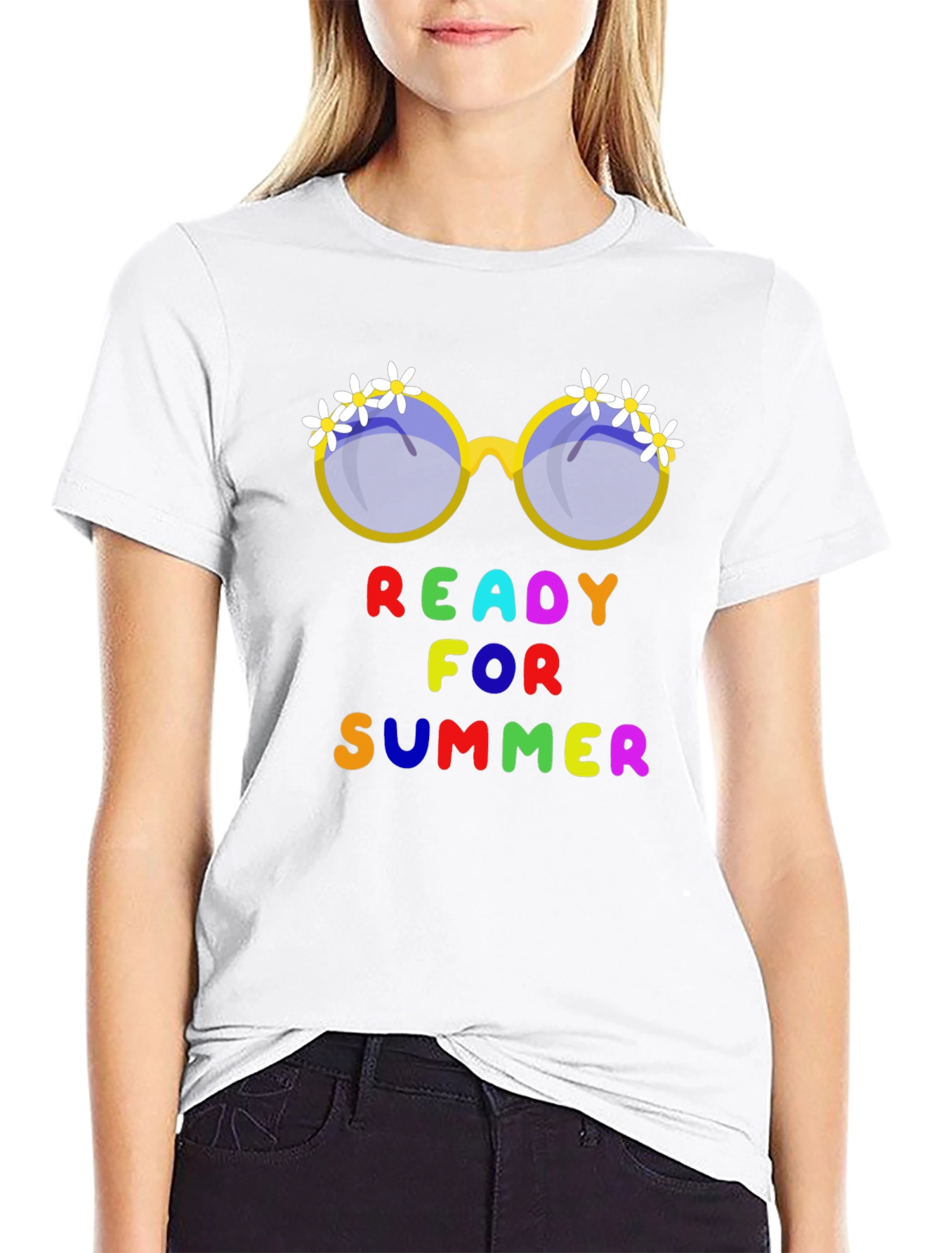 Ready for Summer T-Shirt with Floral Sunglasses