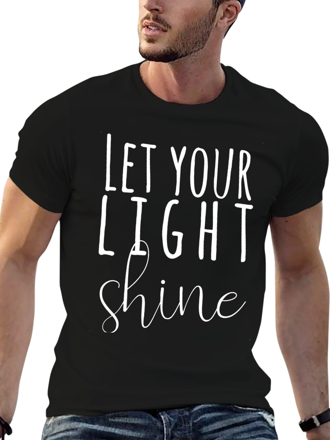 Let Your Light Shine Black Graphic T-Shirt