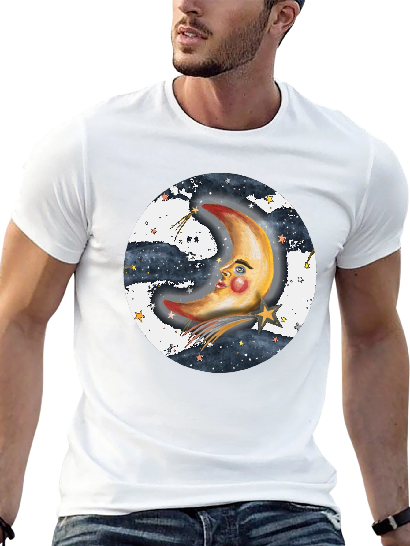 Celestial Moon Graphic T-Shirt - Unisex Black Tee