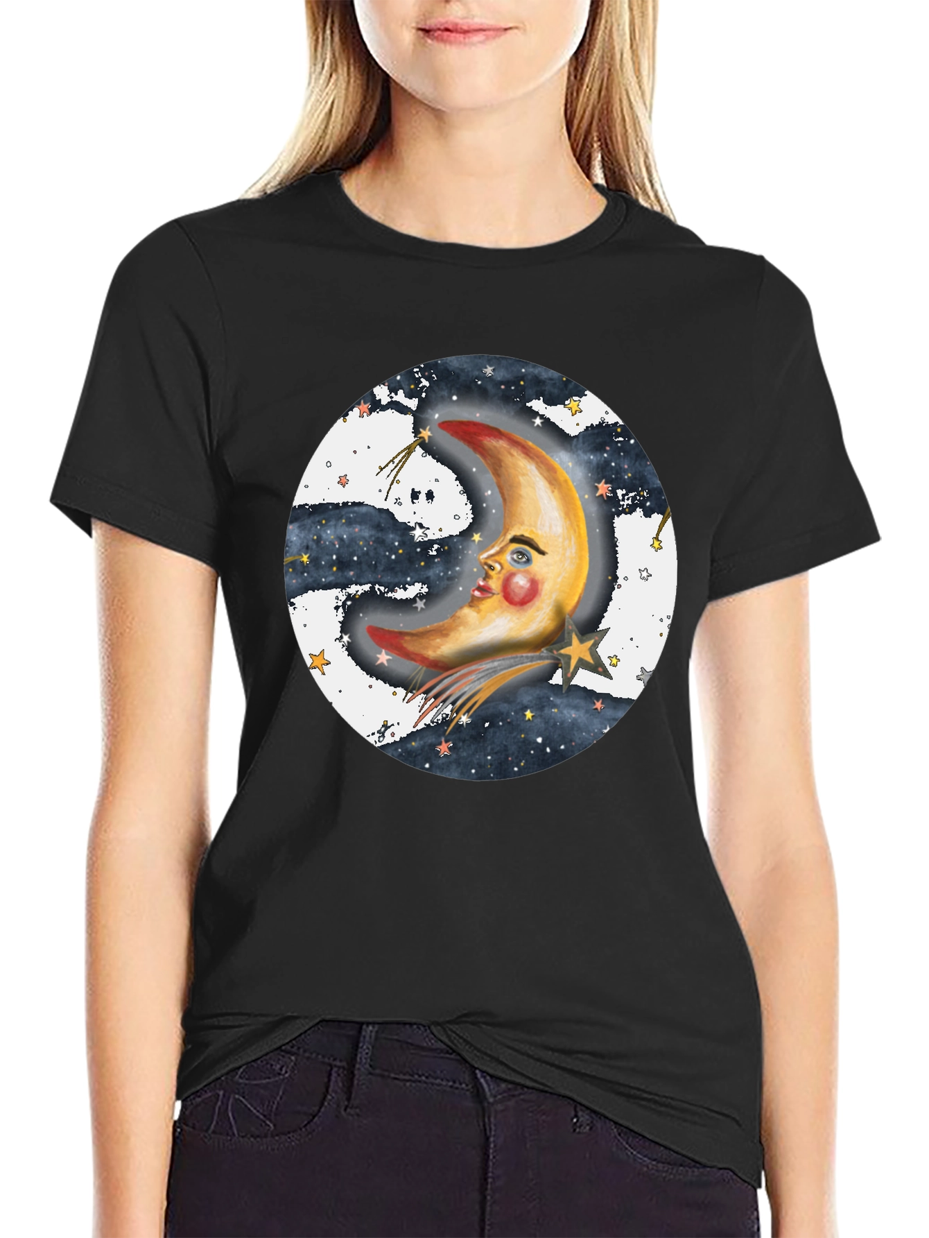 Celestial Moon Graphic T-Shirt - Unisex Black Tee
