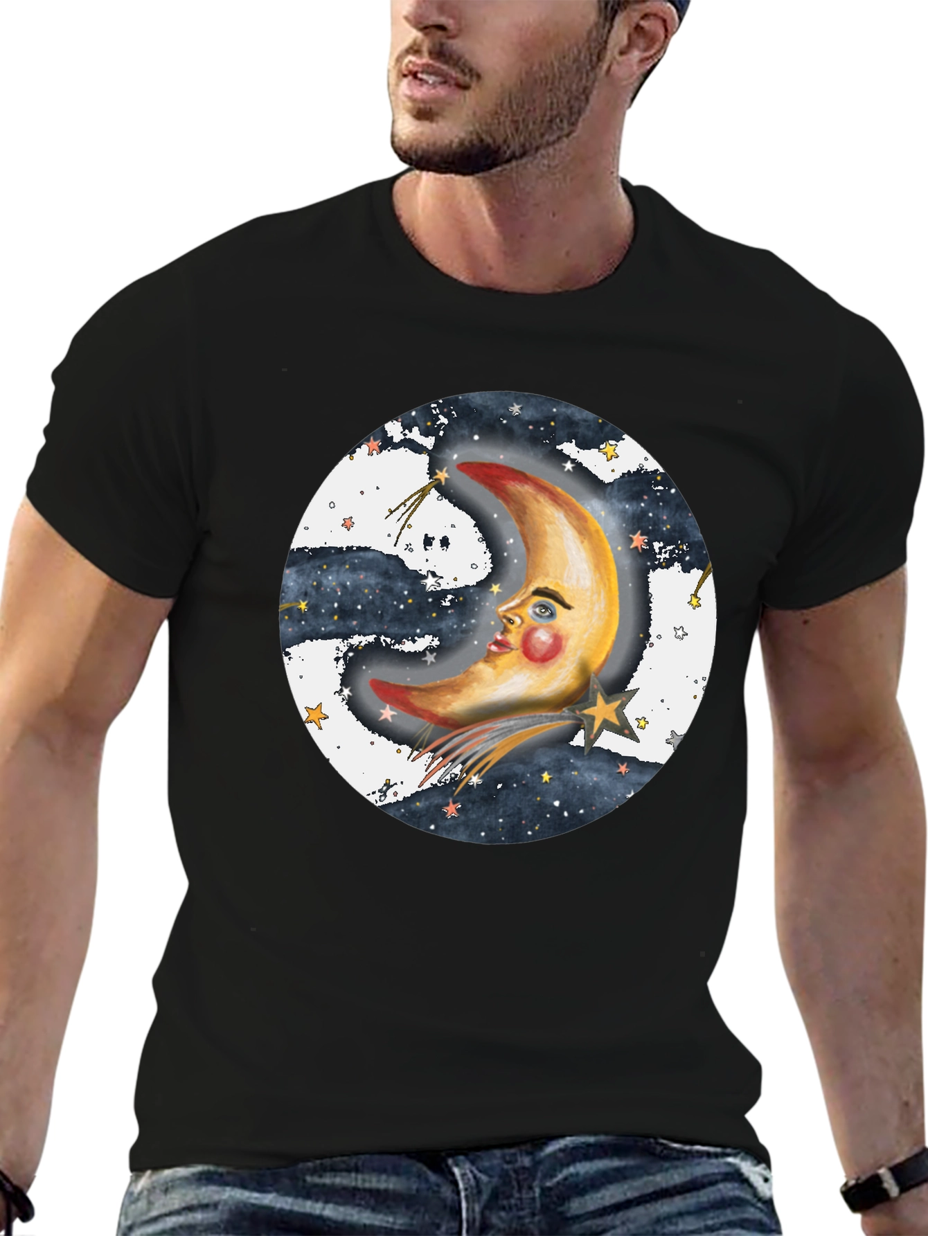 Celestial Moon Graphic T-Shirt - Unisex Black Tee