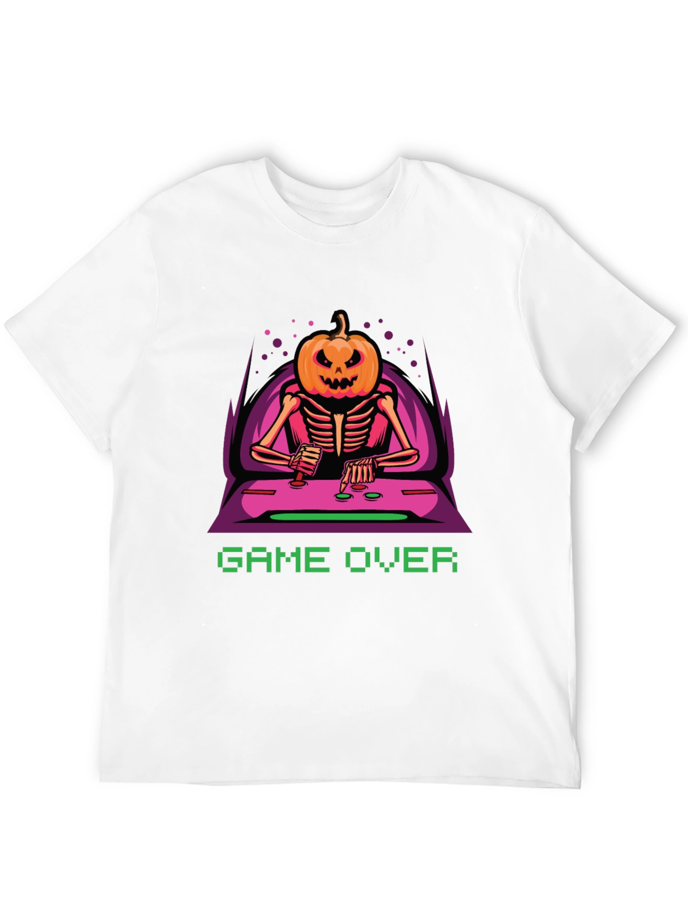 Game Over Pumpkin Skeleton Graphic Tee