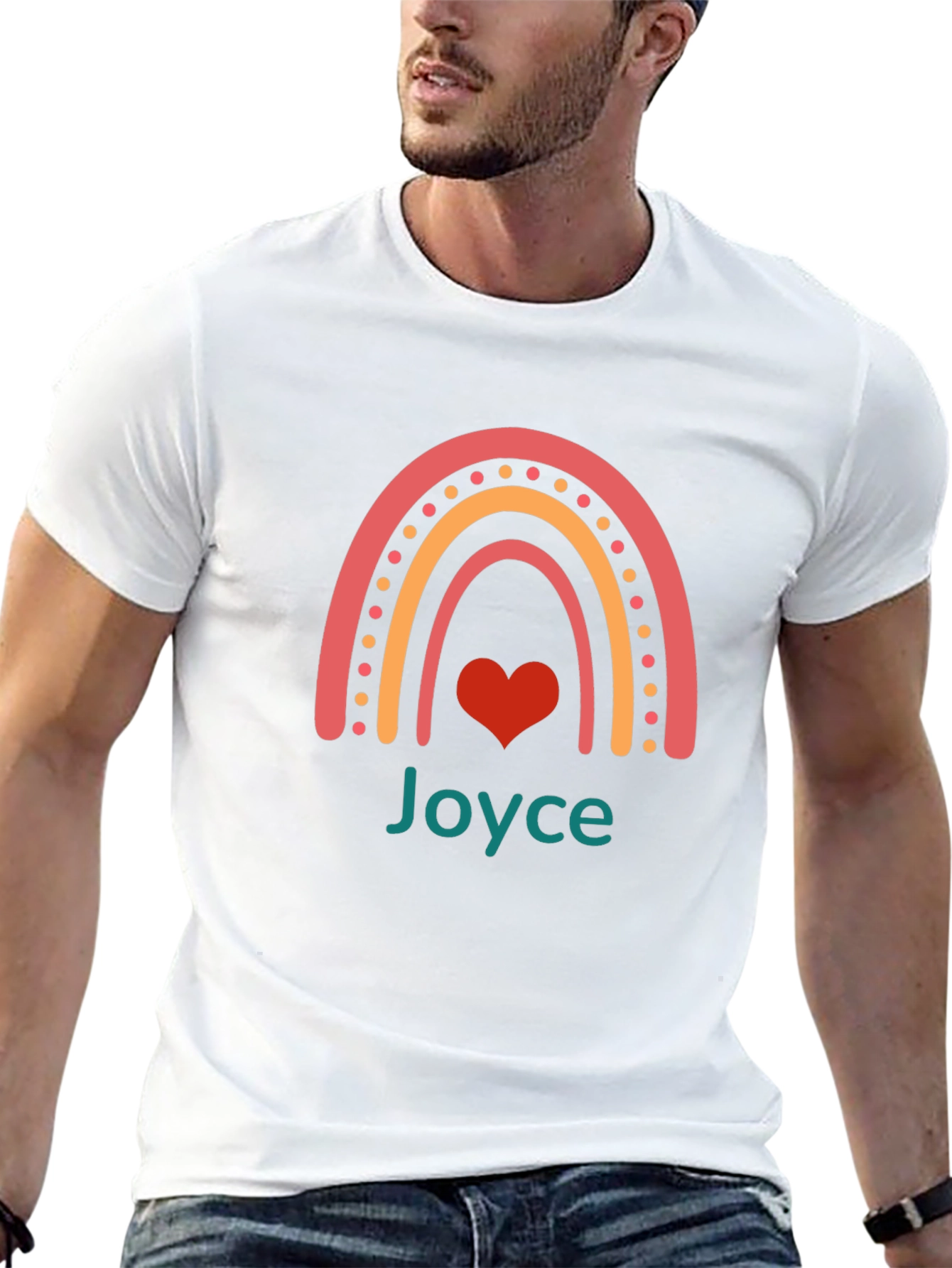 Personalized Joyce Rainbow Heart T-Shirt