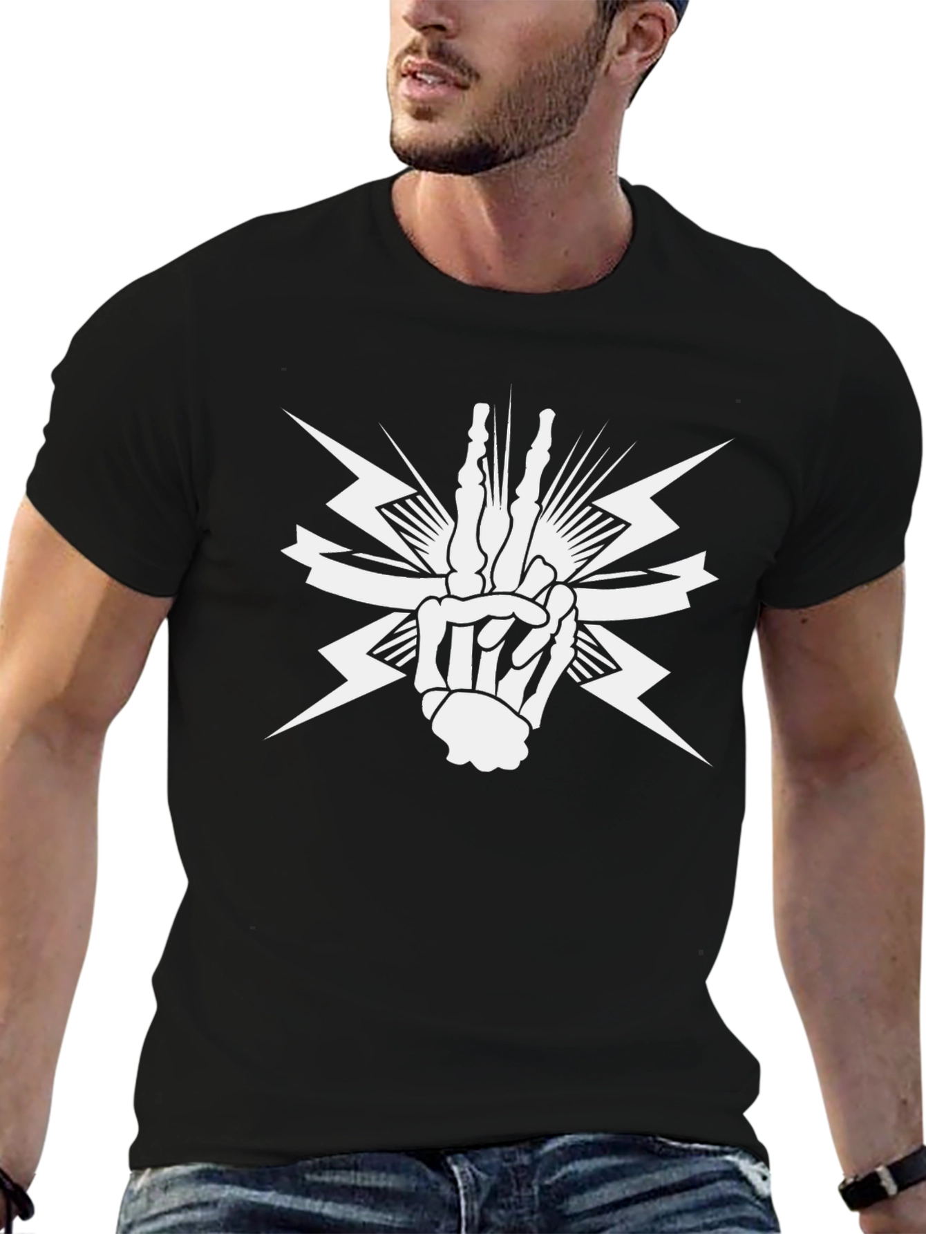 Skeleton Hand Graphic Tee - Black