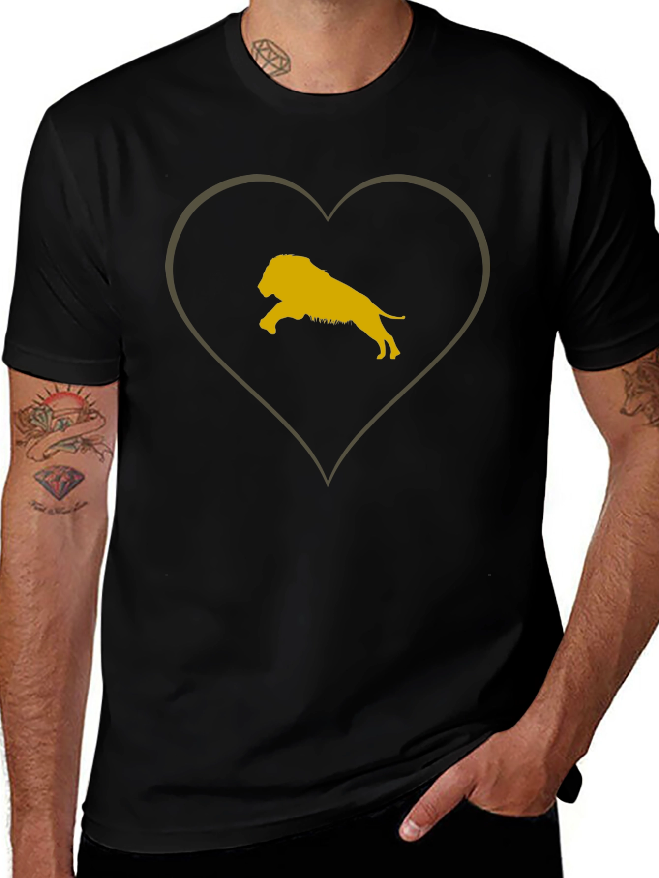 Lion Heart Graphic Black T-Shirt