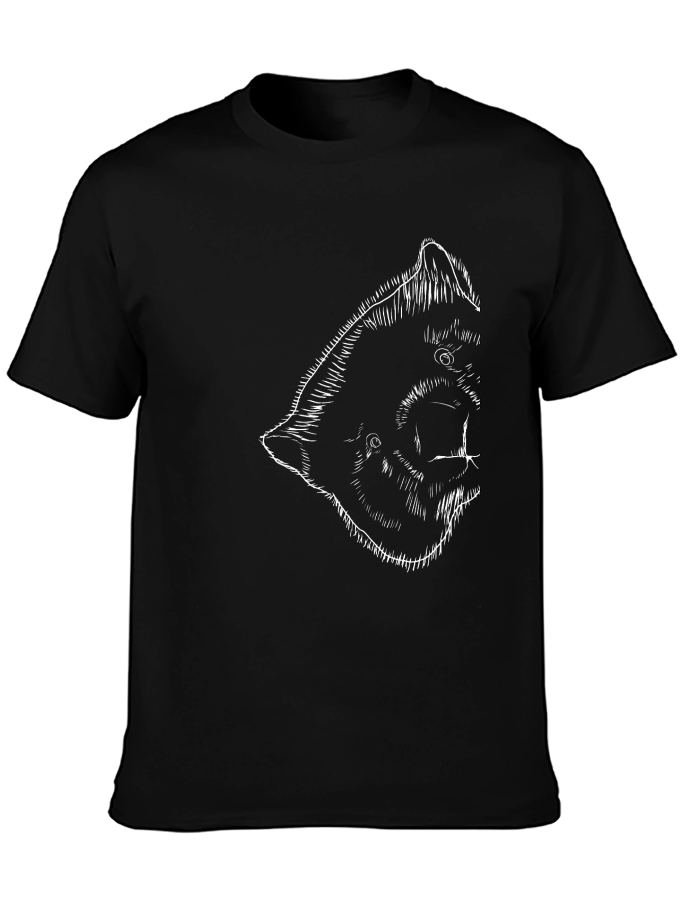 Black T-Shirt with Abstract Bear Graphic