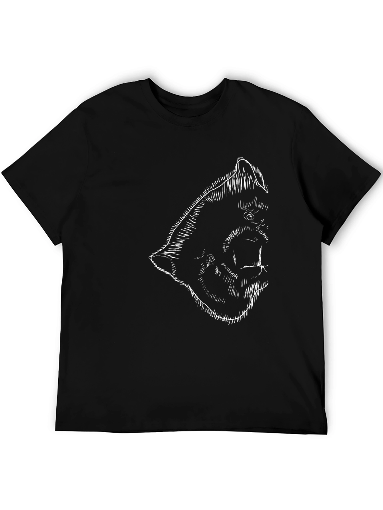 Black T-Shirt with Abstract Bear Graphic