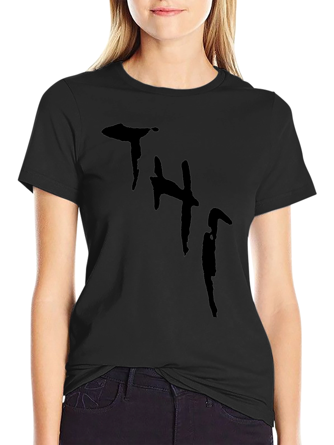 Black T-Shirt with Unique Abstract Print