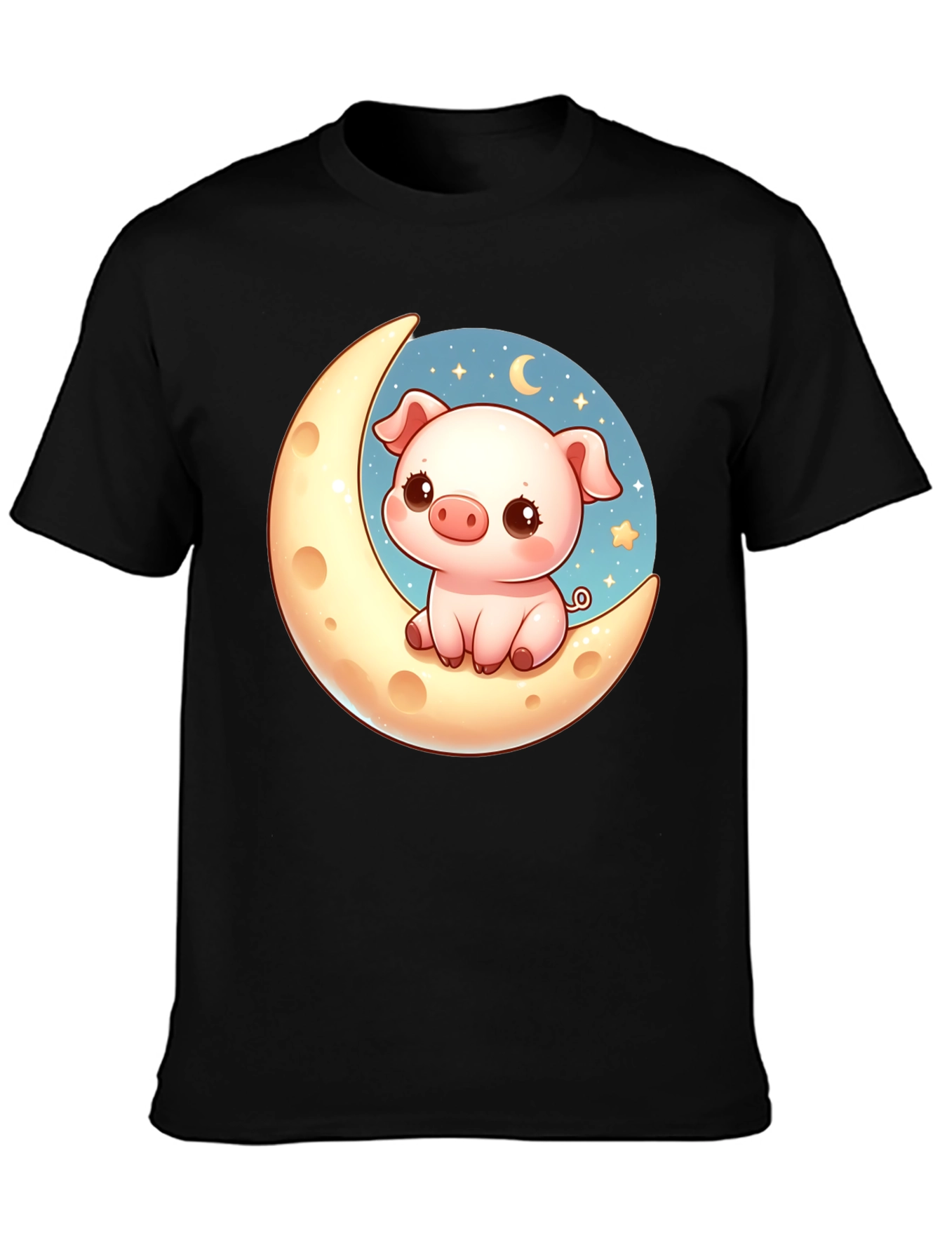 Cute Pig on the Moon Graphic Tee