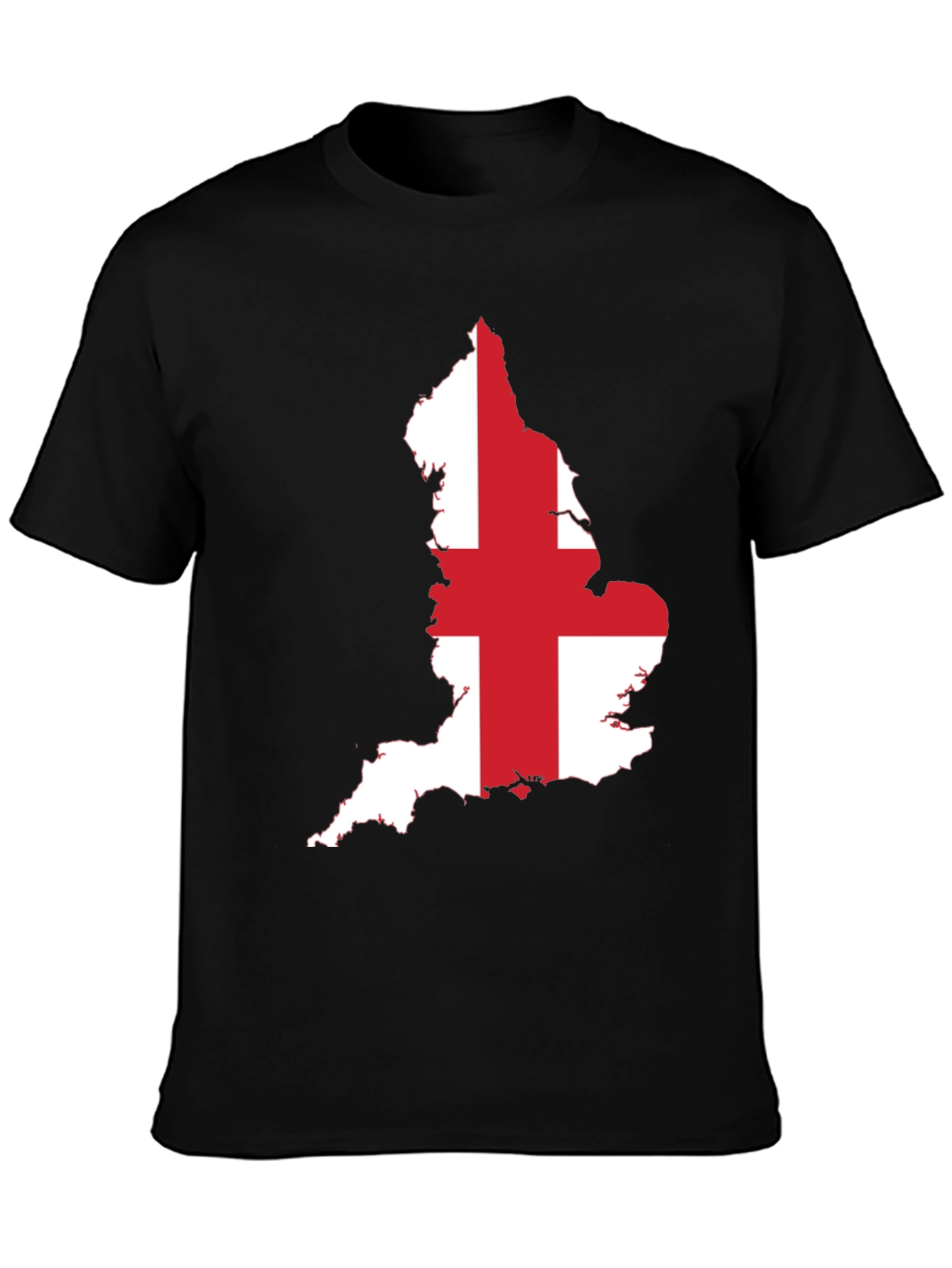 England Flag Map Graphic Tee - Black Cotton T-Shirt