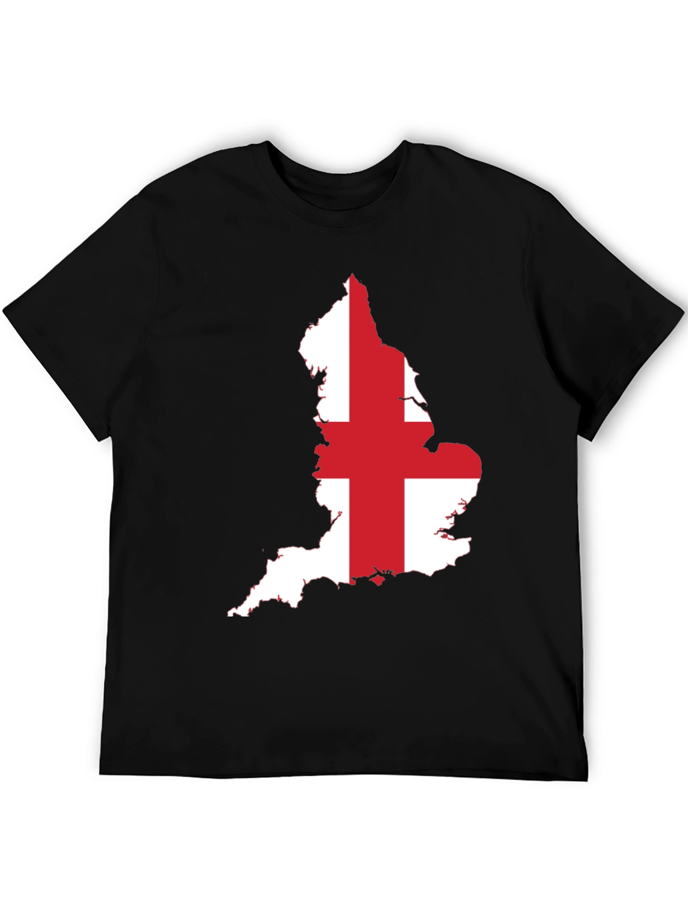 England Flag Map Graphic Tee - Black Cotton T-Shirt