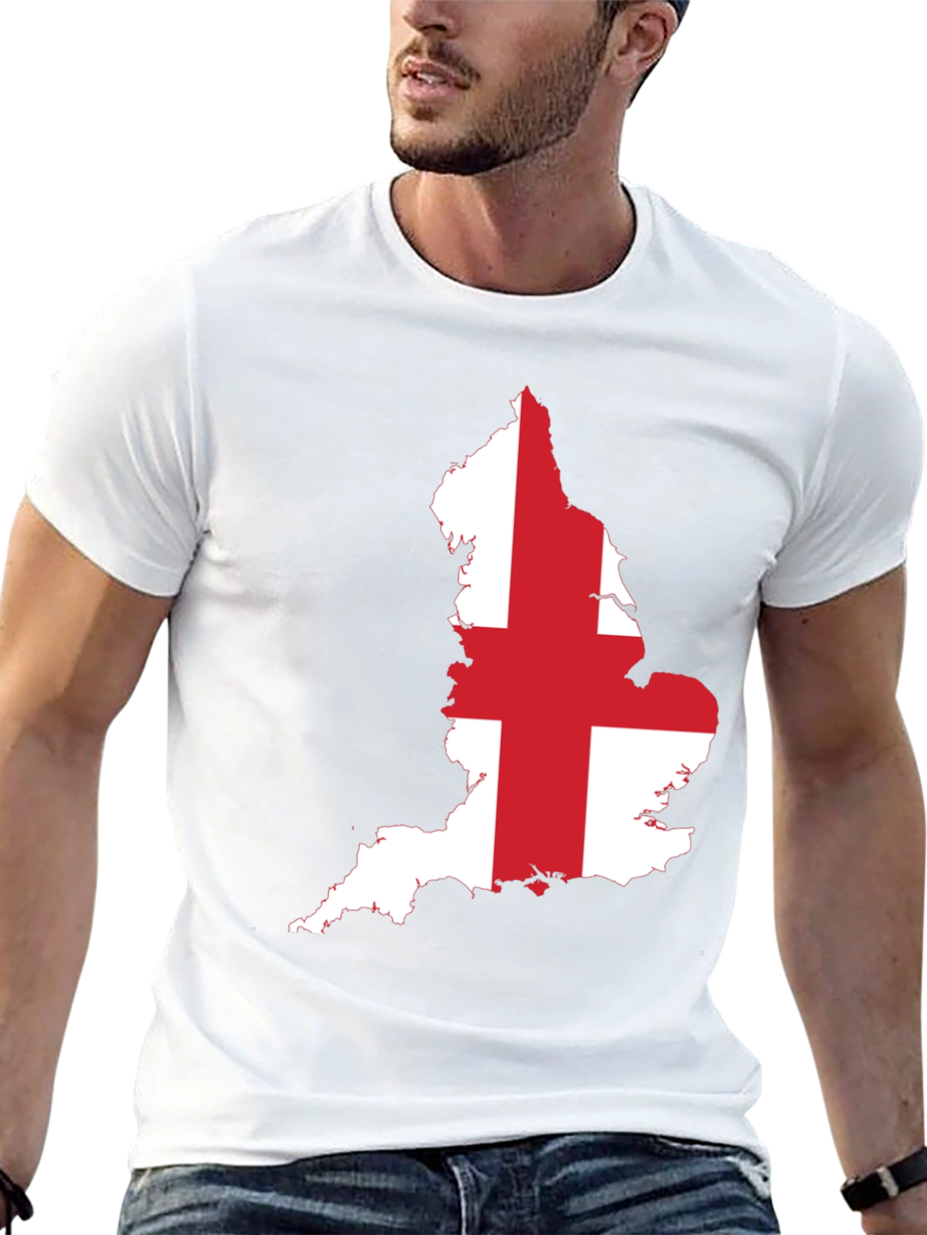 England Flag Map Graphic Tee - Black Cotton T-Shirt