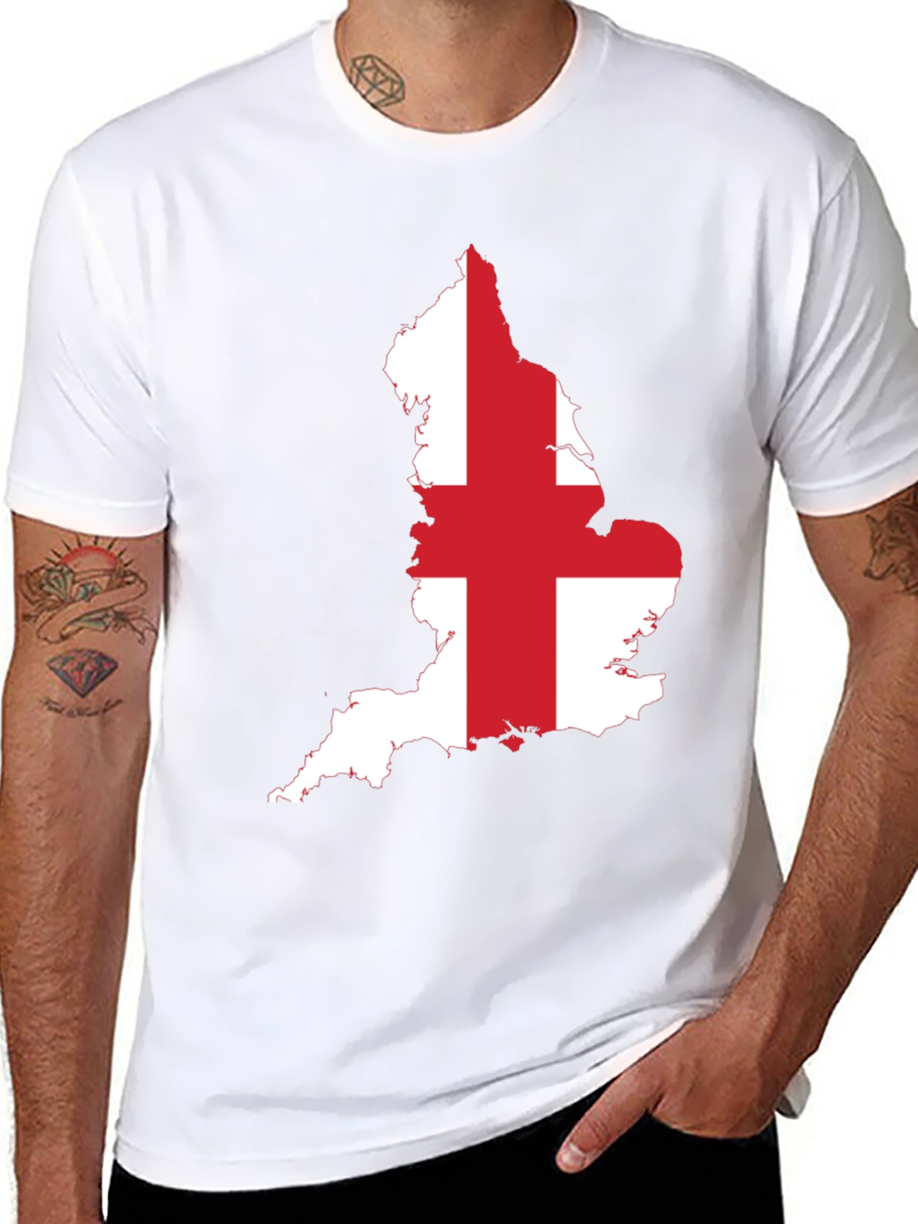 England Flag Map Graphic Tee - Black Cotton T-Shirt
