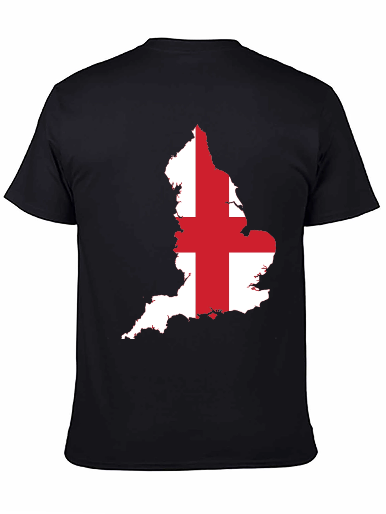 England Flag Map Graphic Tee - Black Cotton T-Shirt