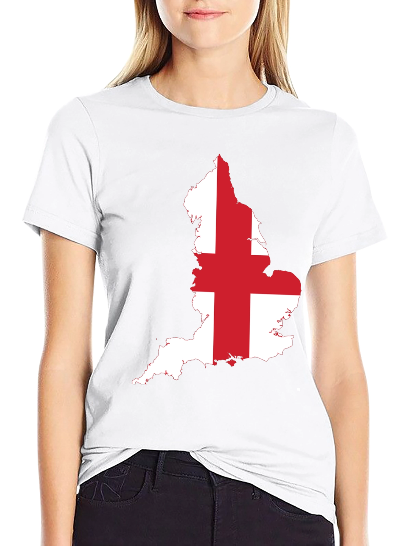 England Flag Map Graphic Tee - Black Cotton T-Shirt