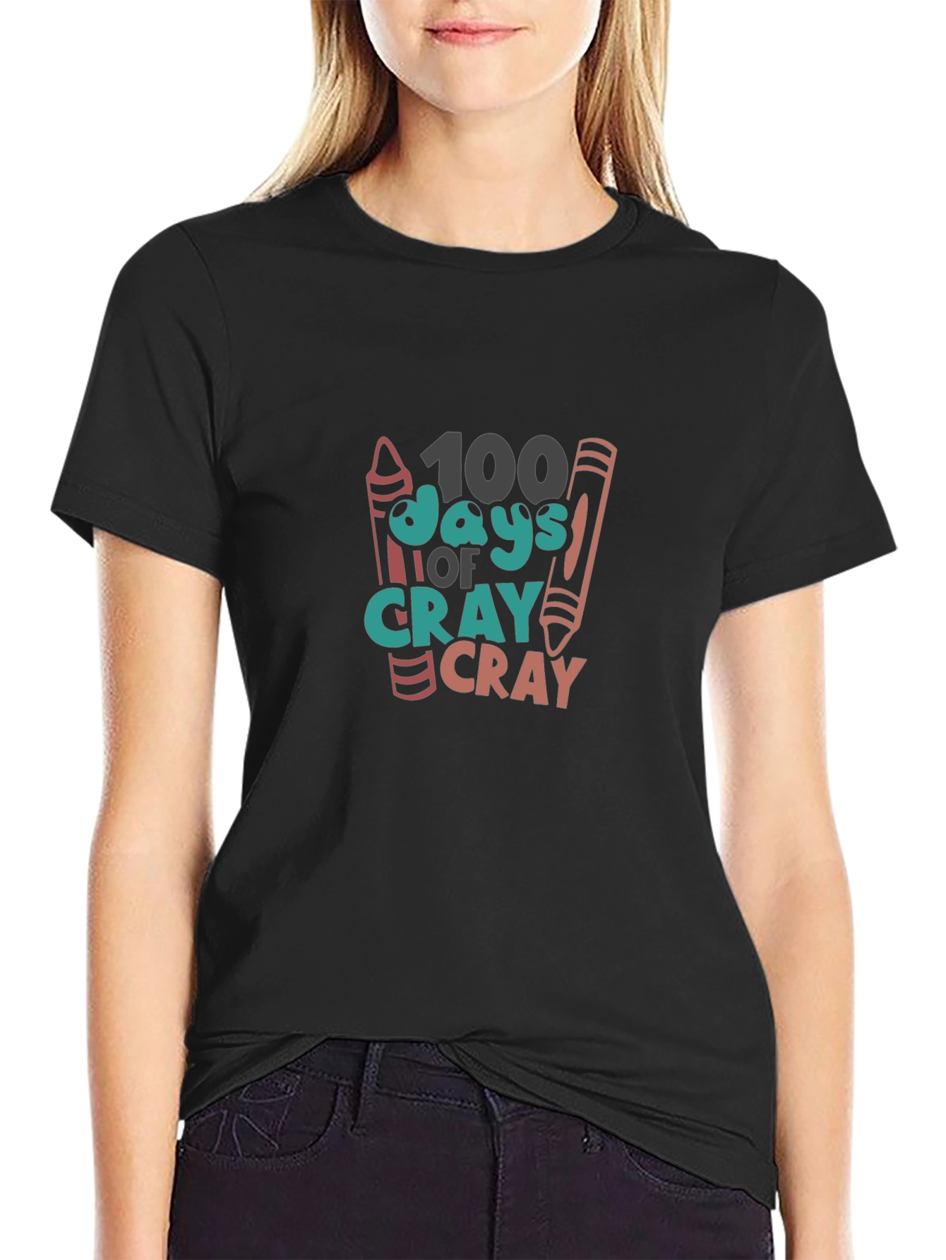 100 Days of School Crayon Graphic Tee