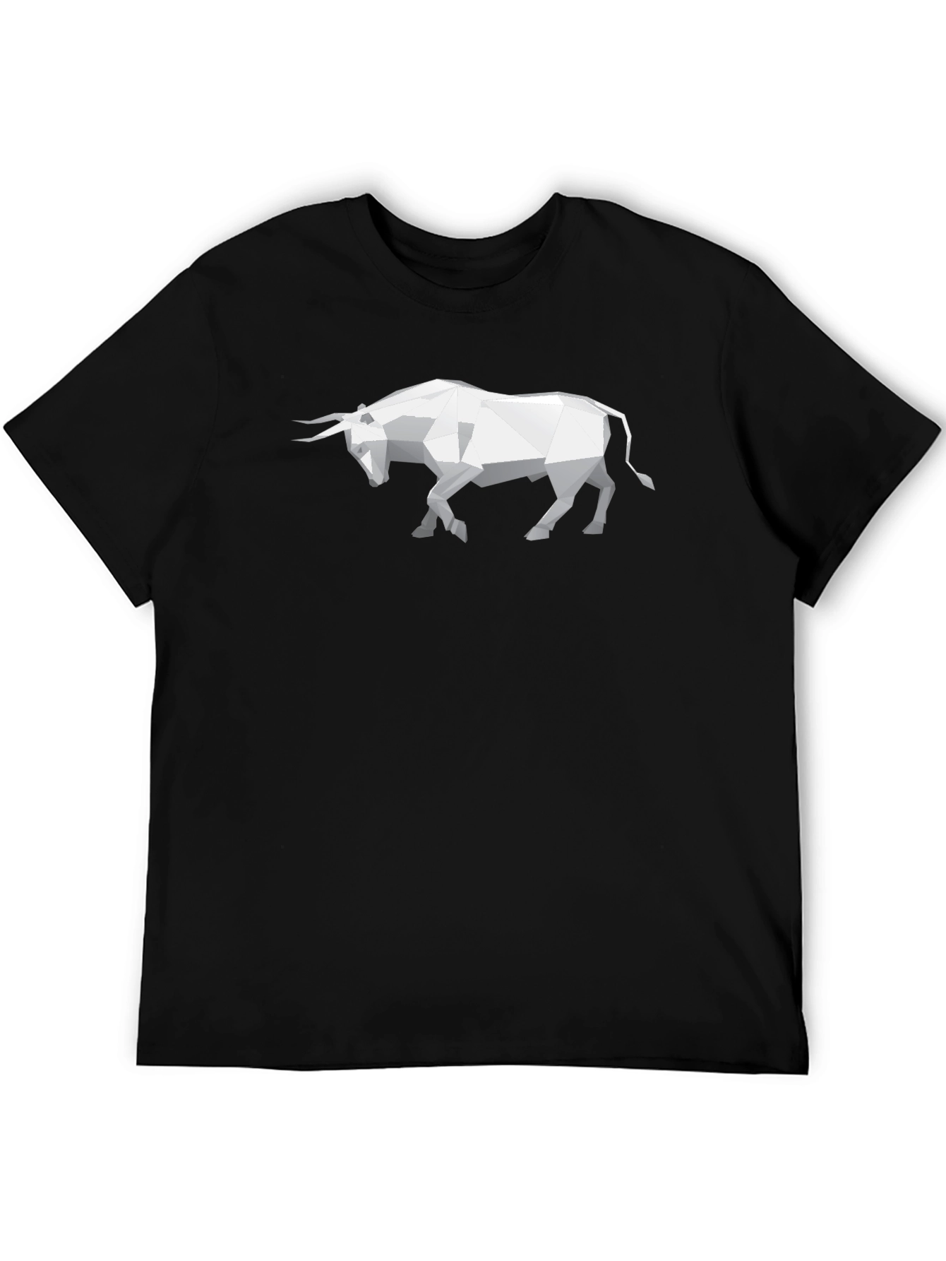 Geometric Bull Graphic Tee - Stylish Black T-Shirt