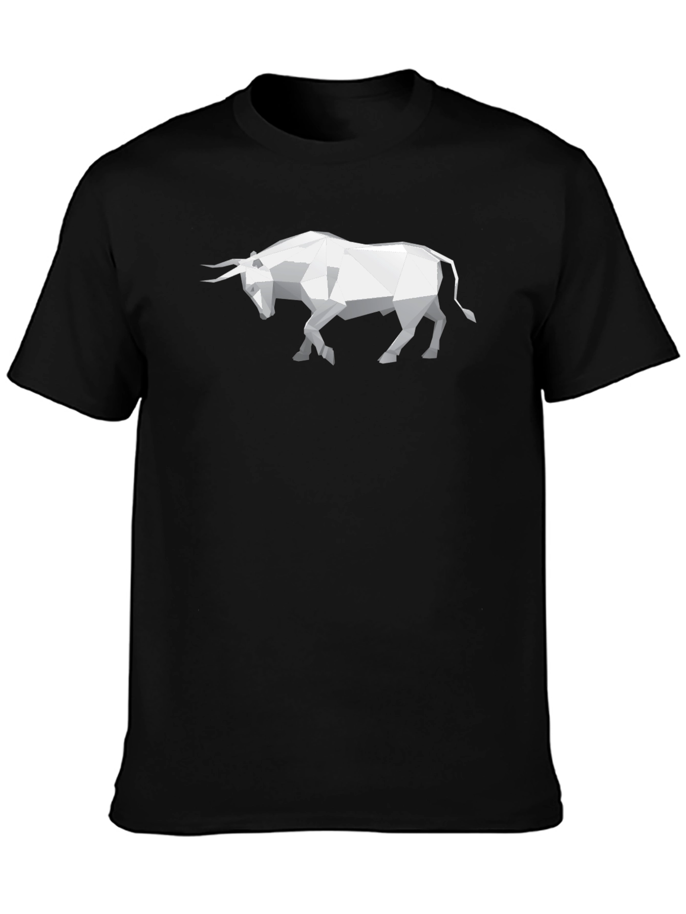 Geometric Bull Graphic Tee - Stylish Black T-Shirt