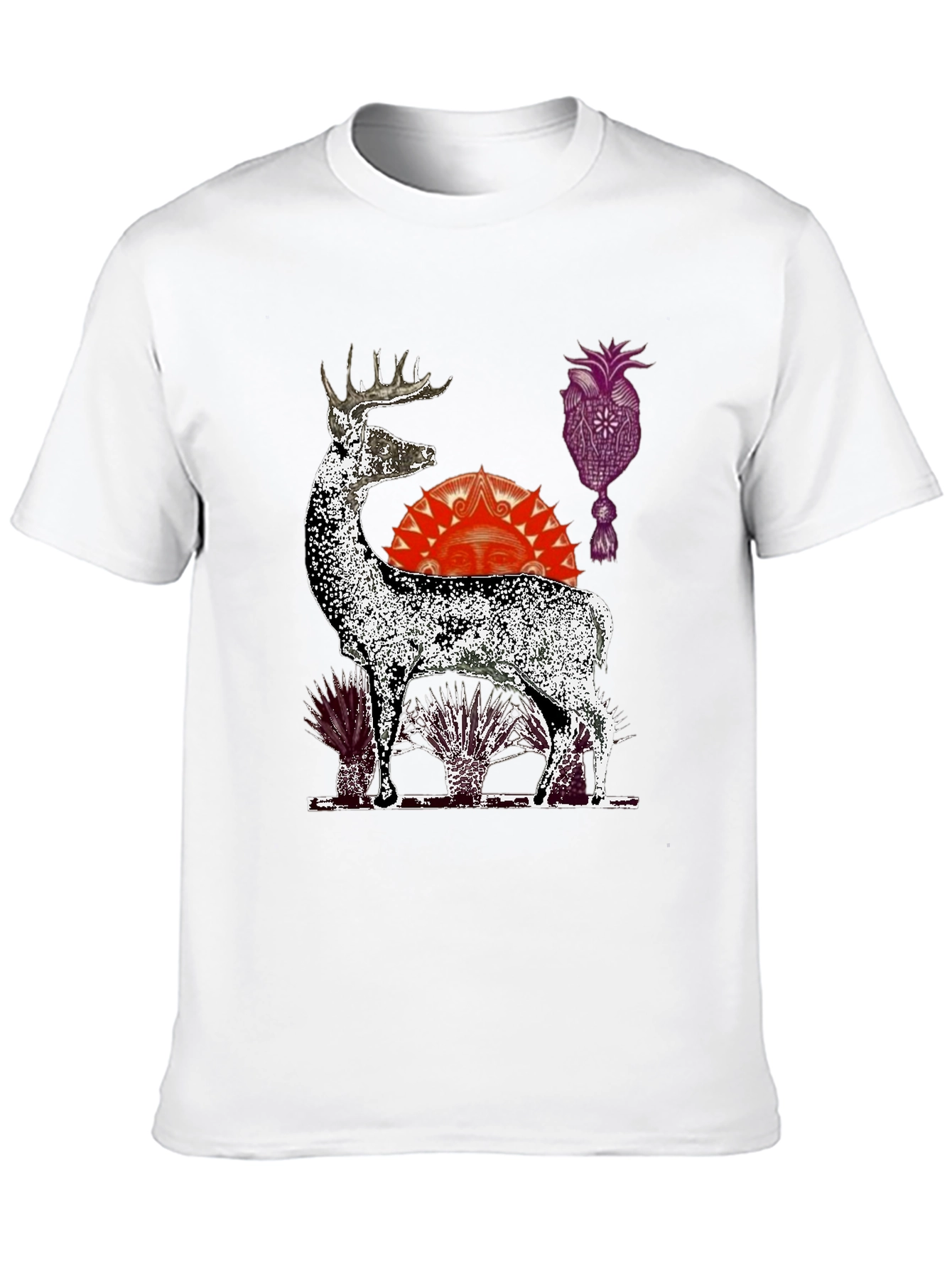 Deer Graphic Print Black T-Shirt
