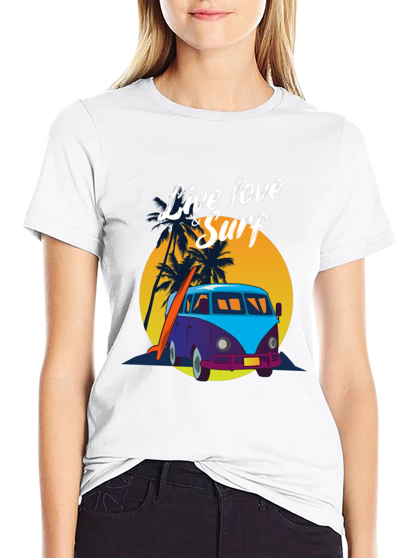Live Love & Surf Tee - Retro Van Design