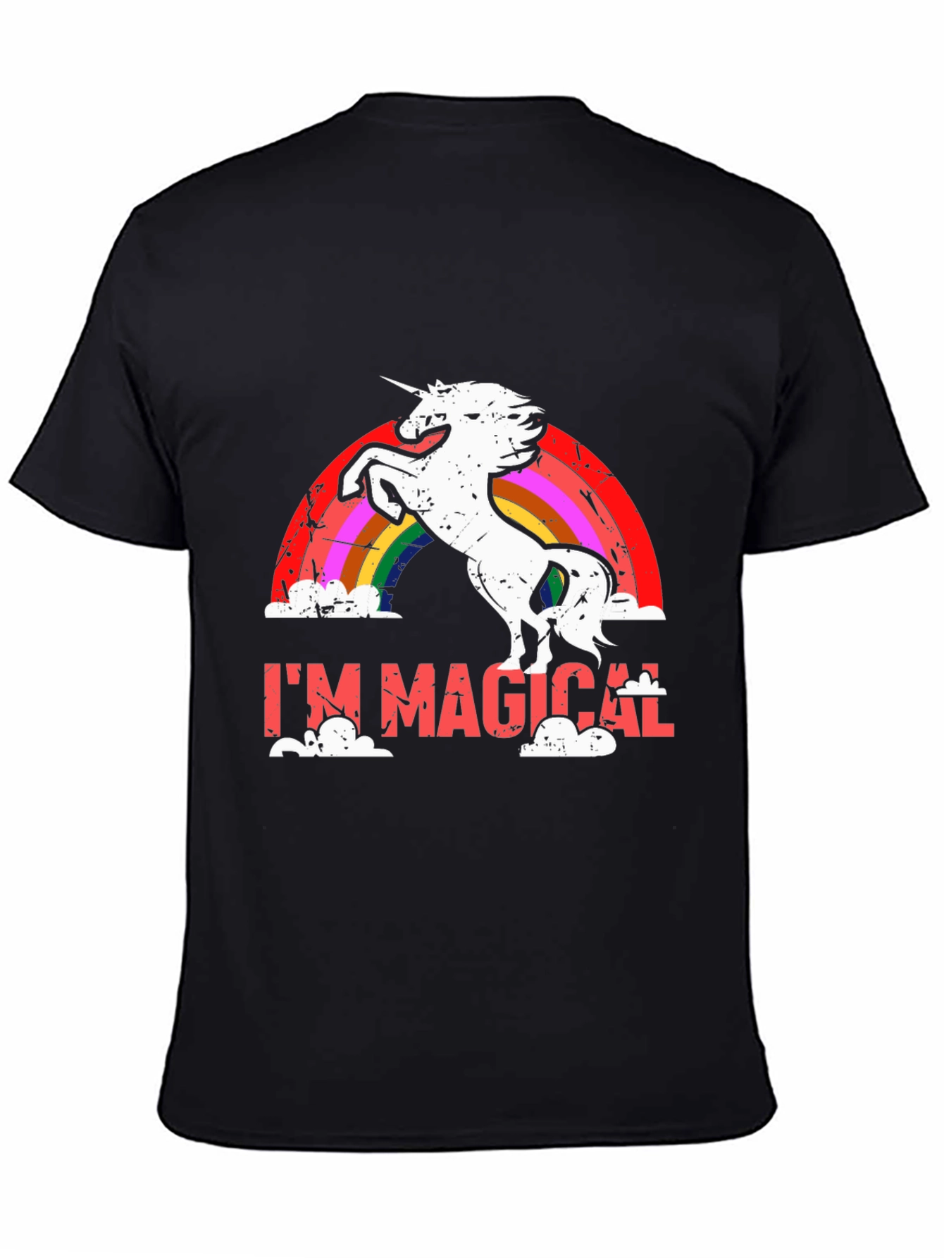 Im Magical Unicorn Rainbow Black T-Shirt